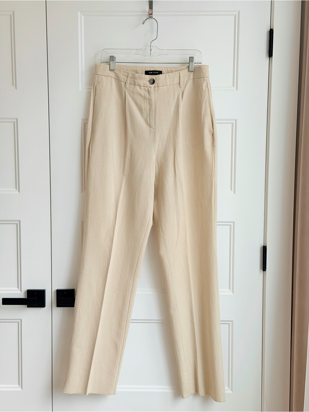 Women's High-Rise Wide-Leg Pantsuit Trousers in Cream size EU 40